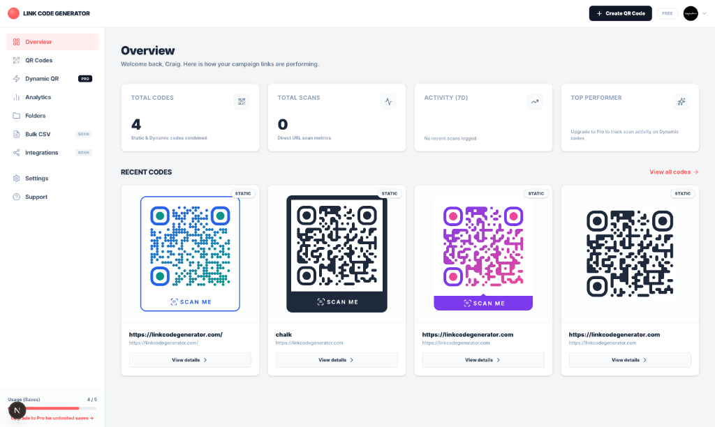 QR Code Analytics Dashboard